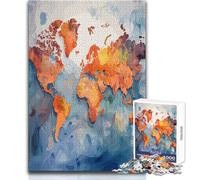 Puzzle da 1000 pezzi per adulti, mappa del mondo colorata, meraviglioso per le giornate di svago pigro, giocattolo affidabile dal taglio aderente, dimensioni 50x75cm