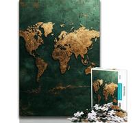 Puzzle da 1000 pezzi per adulti mappa del mondo dorata puzzle per adulti antistress sfida difficile adatto per la decorazione della scrivania 75x50cm