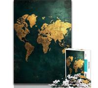 Puzzle da 1000 pezzi per adulti mappa del mondo dorata puzzle per adulti antistress sfida difficile adatto per la decorazione della scrivania 75x50cm