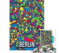 Puzzle da 1000 pezzi per adulti mappa della città di Berlino in stile Pop Art puzzle per ragazzi schema di assemblaggio difficile e stimolante gioco impegnativo e per tutta la famiglia 38x52cm