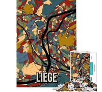 Puzzle da 1000 pezzi per adulti mappa della città di Liegi Luik tonalità della terra arte sfida per l'intelligenza giocattolo avvincente giochi per famiglie decorazione per la casa ottimo regalo