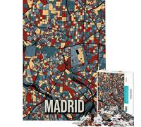 Puzzle da 1000 pezzi per adulti mappa della città di Madrid Spagna arte di viaggio giocattolo avvincente per coltivare la pazienza gioco educativo modello da assemblare regalo di compleanno (75x50cm)