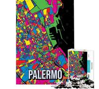 Puzzle da 1000 pezzi per adulti mappa della città di Palermo arte giochi educativi giocattoli educativi regali di Babbo Natale segreto attività per famiglie (dimensioni 38x52cm)