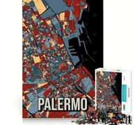 Puzzle da 1000 pezzi per adulti,mappa della città di Palermo,Sicilia,Italia,con bordi perfetti,gioco di concentrazione mentale,gioco lento,divertente,regalo di compleanno,arte (38x52cm)