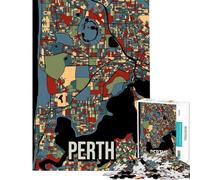 Puzzle da 1000 pezzi per adulti mappa della città di Perth Australia stile vintage retrò ideale per giochi in famiglia stimolanti per l'intelligenza e la mente Un perfetto per divertirsi in famiglia