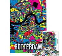 Puzzle da 1000 pezzi per adulti mappa della città di Rotterdam pop art gioco intellettuale pratico da assemblare regalo di compleanno (dimensioni 75x50cm)