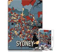 Puzzle da 1000 pezzi per adulti, mappa della città di Sydney, colori della terra, arte, giochi educativi, attività per la famiglia, regali di compleanno, dimensioni 50x75cm