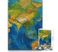 Puzzle da 1000 pezzi per adulti, mappa dell'Asia e dell'Australia, gioco di sfida unico, corsa di velocità a mano, giocattolo educativo, dimensioni 50x75cm