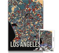 Puzzle da 1000 pezzi per adulti, mappa di Los Angeles in tonalità terra, bellissimo design, gioco difficile, sfida fantastica, regalo perfetto, dimensioni 50x75cm