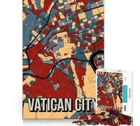 Puzzle da 1000 pezzi per adulti, mappa vintage della Città del Vaticano, incastro perfetto, gioco mentale, regalo, gioco lento, decorazione natalizia da parete (50x75cm)