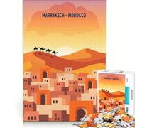 Puzzle da 1000 pezzi per adulti Marrakech Marocco poster di viaggio giochi educativi difficile e stimolante gioco di sfida unico 38x52cm