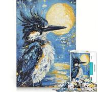 Puzzle da 1000 pezzi per adulti: Martin pescatore al chiaro di luna gioco per famiglie rilassante e stimolante per la mente collezione d'artista belle arti 38x52cm