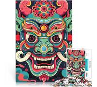 Puzzle da 1000 pezzi per adulti Maschera giapponese Oni Yokai Allena il tuo cervello e le tue mani con poster abbinato e foglio di quiz 38x26cm