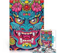 Puzzle da 1000 pezzi per adulti Maschera Oni giapponese colorata del demone Rompicapo per Decorazione murale Regali unici per compleanno e Natale 75x50cm