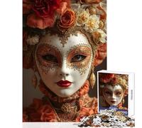 Puzzle da 1000 pezzi per adulti Maschera veneziana con copricapo floreale Decorazione per la casa Giocattoli Regalo Compleanno Gioco pratico Attività divertenti a casa Dimensioni 38x52cm