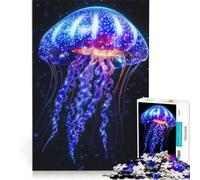 Puzzle da 1000 pezzi per adulti: Meduse fluorescenti in acque scure, gioco impossibile, analisi e logica, per rafforzare l'amore tra le coppie 50x75cm