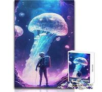 Puzzle da 1000 pezzi per adulti Meduse nello spazio, accogliente e rilassante, divertimento per il tempo libero, vestibilità perfetta, giocattolo di alta precisione, dimensioni 50x75cm