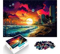 Puzzle da 1000 pezzi per adulti Miami Beach Sunset Giocattoli educativi di apprendimento 26x38cm Gioco stimolante e familiare per adolescenti da 14 anni e oltre