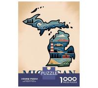 Puzzle Da 1000 Pezzi Per Adulti Michigan The Great Lakes State Illustration Puzzle Per Adulti Giochi Rilassanti Gara Di Velocità Delle Mani Attività Divertenti A Casa 38x26cm/1000pcs