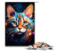 Puzzle da 1000 pezzi per adulti misterioso gatto della savana puzzle in legno per adulti e bambini strumento antistress 1000 pezzi (75x50 cm)