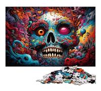 Puzzle da 1000 pezzi per adulti, misterioso teschio colorato in legno, ideale per la coppia, perfetto regalo di Natale, Capodanno e San Valentino, 50x75CM/19,68x29,52 pollici.