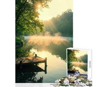 Puzzle da 1000 pezzi per adulti Misty Lake Sunrise Giocattolo educativo Regali per donne e uomini Giochi per famiglie Allena il tuo cervello e le tue mani Dimensioni 50x75cm
