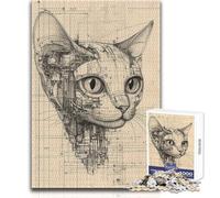 Puzzle da 1000 pezzi per adulti, modello di ritratto di gatto cibernetico, modello di cyborg, gioco educativo di assemblaggio, ottimo regalo per i giochi (dimensioni 38x52cm)