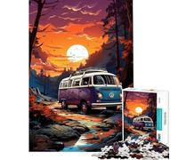 Puzzle da 1000 pezzi per adulti modello retrò VW Bus Mountain Ride difficile e stimolante con analisi e logica rompicapo per ragazzi dai 14 anni in su 38x52cm