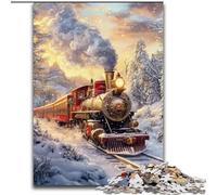 Puzzle da 1000 pezzi per adulti, modello "Trenino sulla neve", perfetto per decorare casa e ufficio, feste, compleanni e regali di Natale (dimensioni 50x75cm)