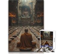 Puzzle da 1000 pezzi per adulti, monaco che medita nel tempio, goditi momenti di pace e tranquillità, giocattolo artigianale da taglio ad alta precisione, dimensioni 50x75cm
