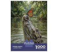 Puzzle Da 1000 Pezzi Per Adulti Monarch Butterfly on Alligator Head Puzzle Per Adulti Giochi Rilassanti Sfida Difficile Per Compleanno, Natale 52x38cm/1000pcs