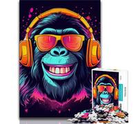 Puzzle da 1000 pezzi per adulti Monkey Dj Music, puzzle da 1000 pezzi per adolescenti, completamente interconnessi e pezzi di forma casuale (38x26cm)