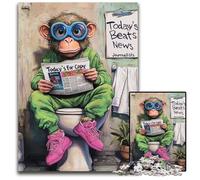 Puzzle da 1000 pezzi per adulti Monkey Go Toilette Puzzle in cartone per adulti Perfetto per il divertimento in famiglia a Natale, Ringraziamento, Compleanni e Pasqua 26X38CM/10,23x14,96 pollici