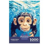 Puzzle Da 1000 Pezzi Per Adulti Monkey Swimming Underwater with Bubbles Puzzle Per Adulti Giochi Per Famiglie Taglio Di Precisione Regalo Di Compleanno, Regali, 38x26cm/1000pcs
