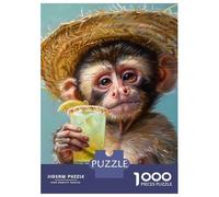 Puzzle Da 1000 Pezzi Per Adulti Monkey with A Margarita Cocktail Puzzle Per Adulti Giochi Rilassanti Regali Per Donne Aiutano L'esercizio Del Cervello 70x50cm/1000pcs