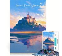 Puzzle da 1000 pezzi per adulti Mont SaintMichel Glow Fine Cut Art Gioco di abilità mentale Gioco di tranquillità Decorazione artistica natalizia (38x26cm)