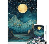 Puzzle da 1000 pezzi per adulti Montagne della notte dorata Decorazione per la casa Giocattoli Ottimo regalo per giochi Giochi rilassanti Migliorare l'amore tra coppie Dimensioni 38x26cm