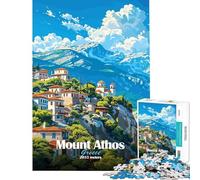 Puzzle da 1000 pezzi per adulti Monte Athos Grecia puzzle per ragazzi giochi per famiglie vacanze a casa passatempo regali unici per compleanno e Natale (dimensioni 38x26cm)