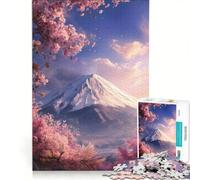 Puzzle da 1000 pezzi per adulti Monte Fuji con ciliegi in fiore gioco impossibile analisi e logica per rafforzare l'amore tra le coppie 50x75cm