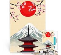 Puzzle da 1000 pezzi per adulti Monte Fuji giapponese Sole Rosso Allena il tuo cervello e le tue mani Decorazioni e regali unici per la casa 75x50cm