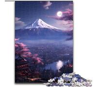 Puzzle da 1000 pezzi per adulti Monte Fuji Moonlight Vale in legno regalo perfetto per genitori amanti amici - età 14+ 50x75cm coinvolgente attività di gioco per la famiglia.