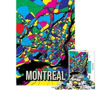 Puzzle da 1000 pezzi per adulti Montreal Canada Pop Art mappa della città giocattolo artistico da viaggio gioco intellettuale gioco pratico modello da assemblare regalo di compleanno (38x26cm)