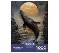 Puzzle Da 1000 Pezzi Per Adulti Moonlit Whale Breach Puzzle Per Adolescenti Giochi Rilassanti Regali Per Donne Regali Per Amici E Familiari 52x38cm/1000pcs