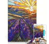 Puzzle da 1000 pezzi per adulti mosaico "Alba di lavanda" giochi rilassanti assemblaggio di motivi lista dei desideri con Babbo Natale 38x52cm