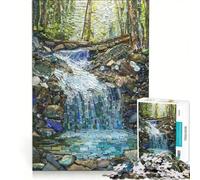 Puzzle da 1000 pezzi per adulti mosaico con cascata nel bosco giocattolo educativo rilassante collezione d'artista belle arti 50x75cm