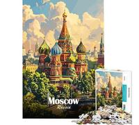 Puzzle da 1000 pezzi per adulti Mosca Russia paesaggio urbano illustrazione sfida per l'intelligenza giocattolo coinvolgente gioco pratico decorazione murale idee regalo (dimensioni 38x52cm)
