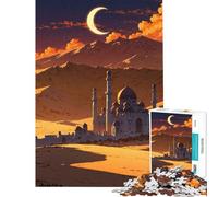 Puzzle da 1000 pezzi per adulti Moschea nel deserto al tramonto Gioco avvincente per coltivare la pazienza ideale per tutta la famiglia Divertente idea regalo (dimensioni 38x26cm)