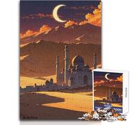Puzzle da 1000 pezzi per adulti Moschea nel deserto al tramonto Rilassati durante il tempo libero Taglio netto senza soluzione di continuità Interlock Toy Dimensioni 38x26cm