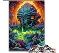 Puzzle da 1000 pezzi per adulti, mostro spaziale, in legno, idea regalo per le feste, opera d'arte umoristica, opera d'arte dettagliata 50x75cm per compleanno, festa, Natale, Halloween