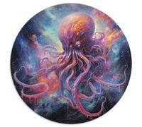 Puzzle da 1000 pezzi per adulti, motivo: acquerello, raffigurante un polpo Puzzle rotondo da 1000 pezzi, ideale come regalo di Natale e come decorazione per la casa (67,5x67,5cm)
